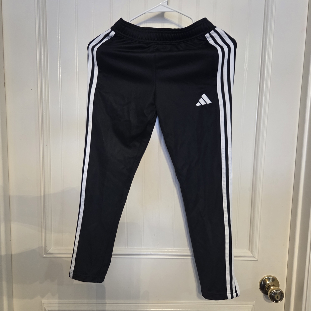 Adidas Kids Black Joggers with White Stripes Size 9-10yr